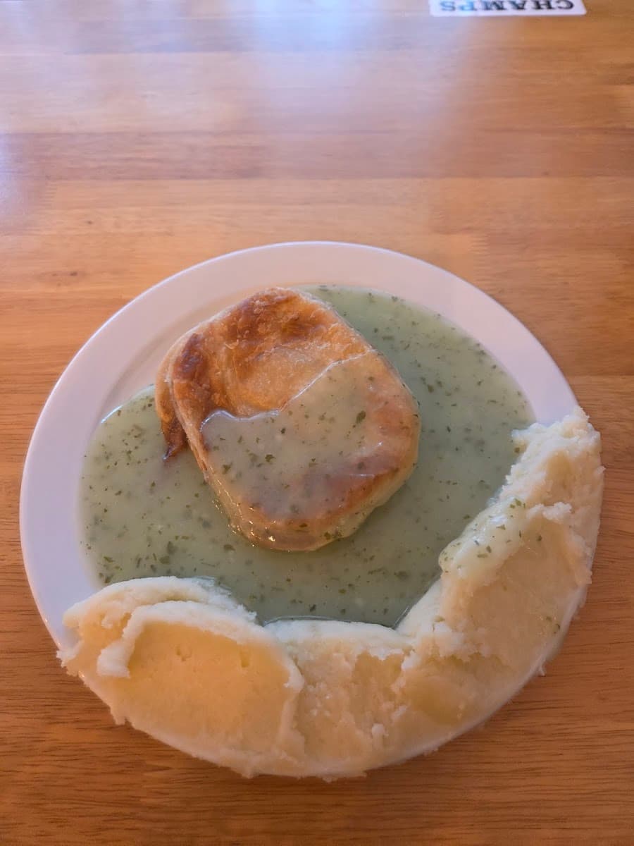 Champs traditional pie and mash
