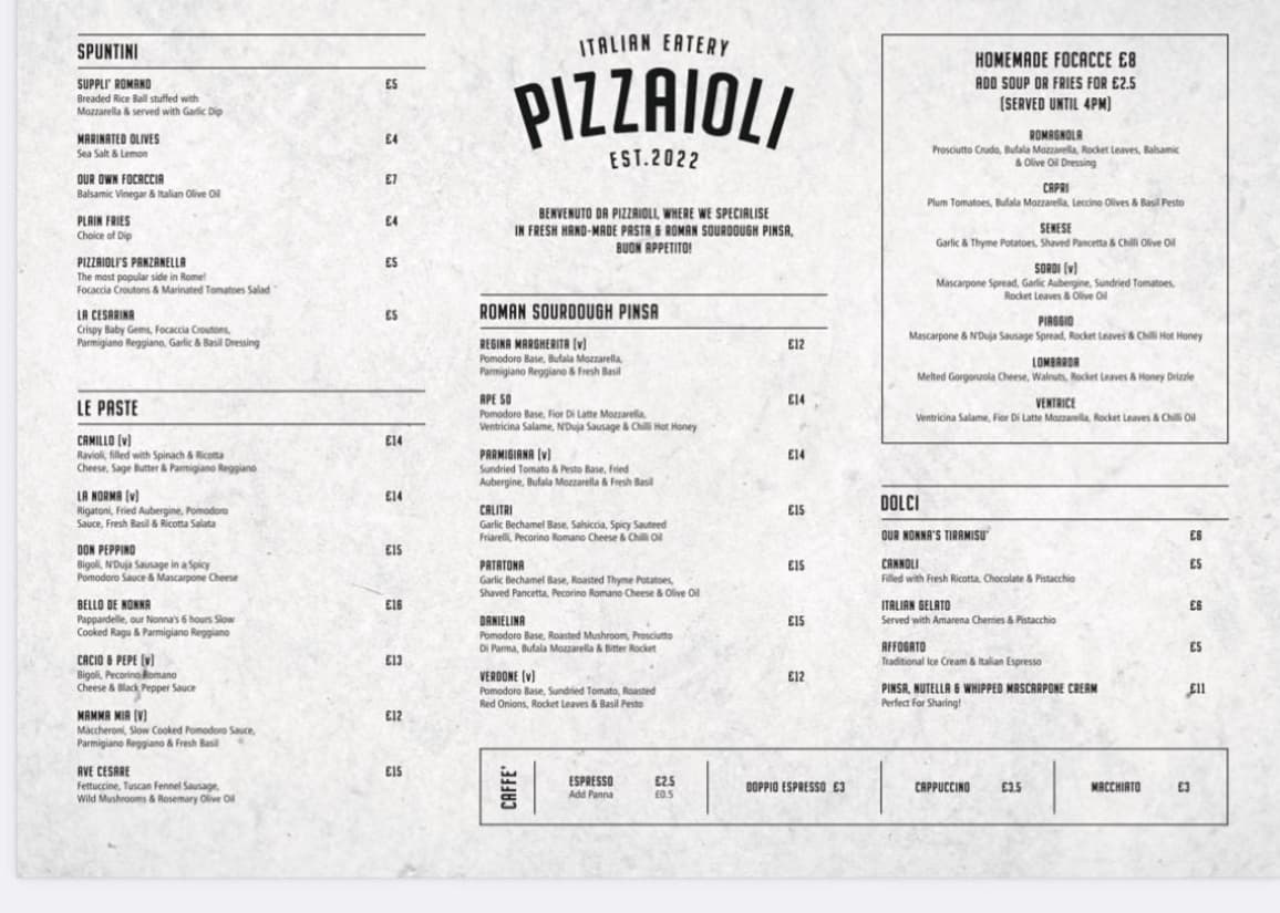 Pizzaioli Italian eatery