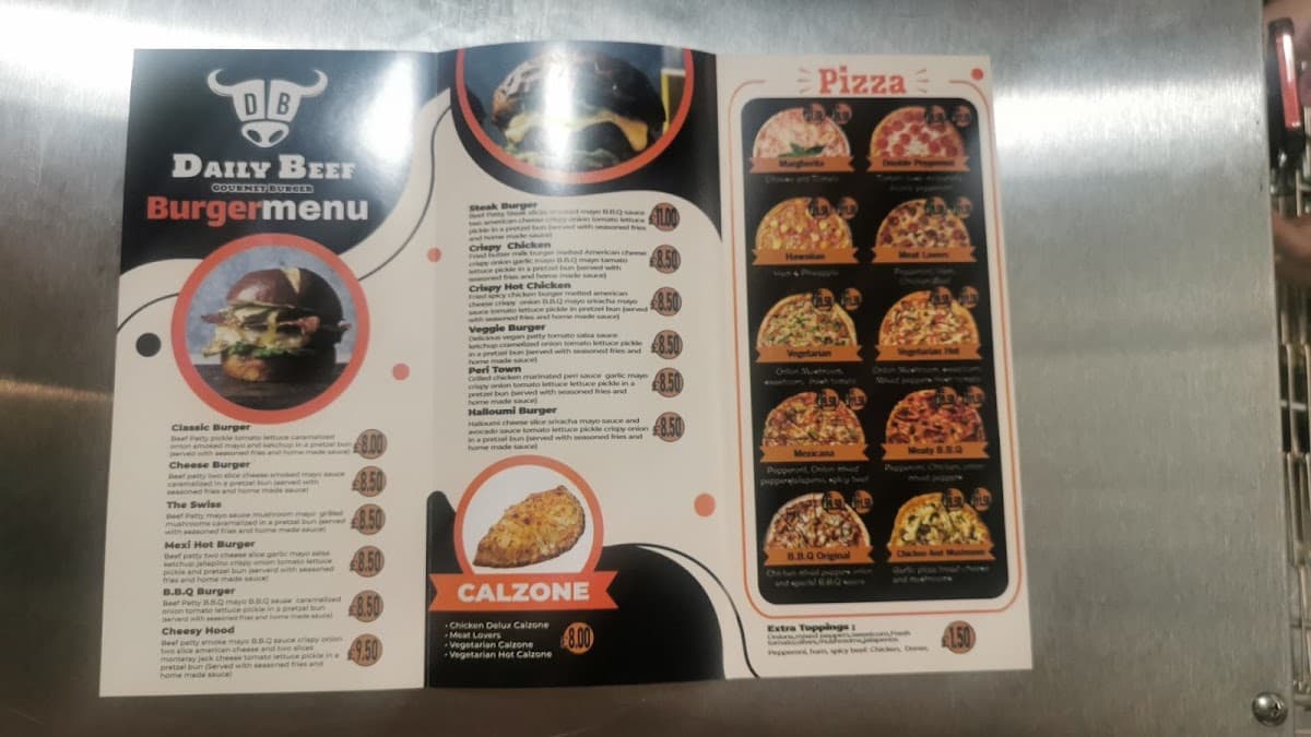 Daily beef gourmet burger & pizza